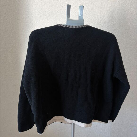 Eileen Fisher Zip Sweater Organic Cotton Black Sustainable Minimalist Size L - Picture 2 of 6